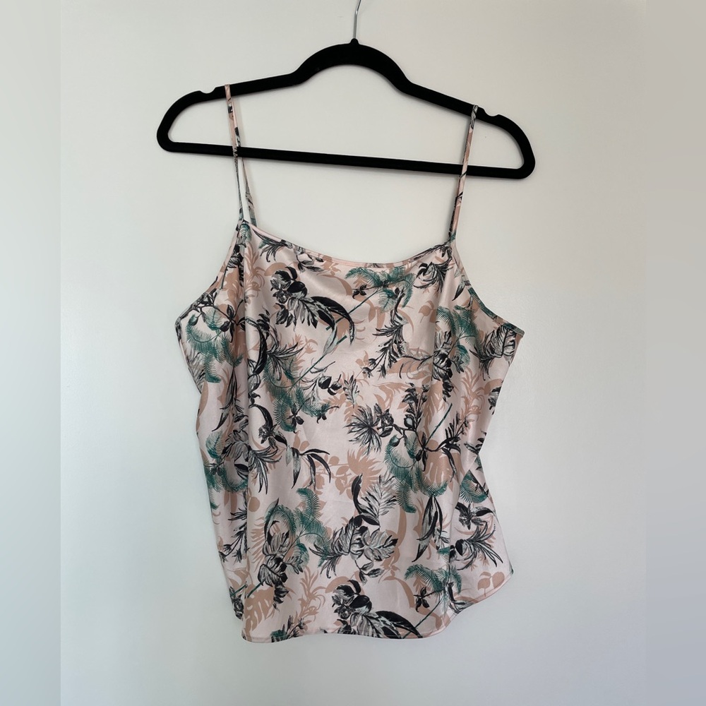 Tropical print silk top